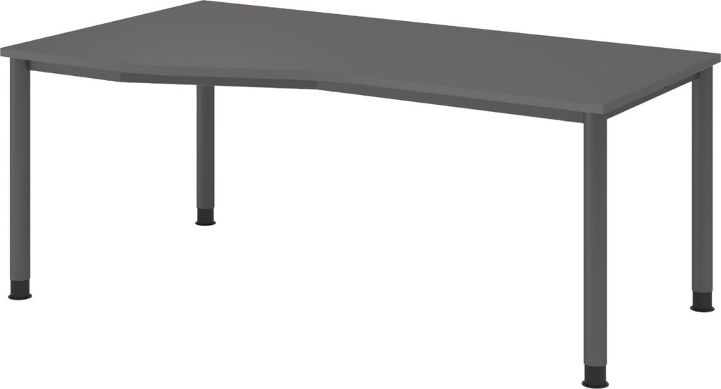 bümö Schreibtisch Serie-H Gestell: Graphit - Nachbildung: Graphit, Größe: 180 x 100 cm