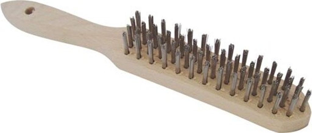 drahtbürste aus rostfreiem Stahl, Holz.