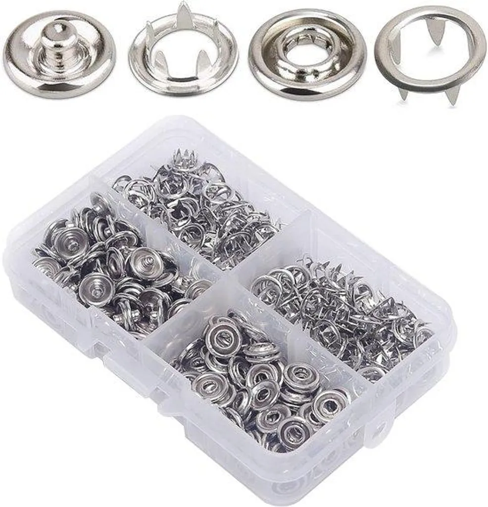 Boutons-pression 9,5 mm argentés : Réparez et créez sans couture, 50 pcs