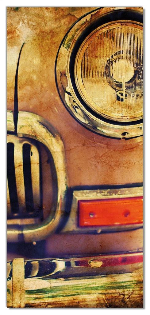 Wallario selbstklebende Türtapete 93 x 205 cm - Antiker Oldtimer in Sepiafarben - Frontansicht - Abwischbar, rückstandsfrei zu entfernen