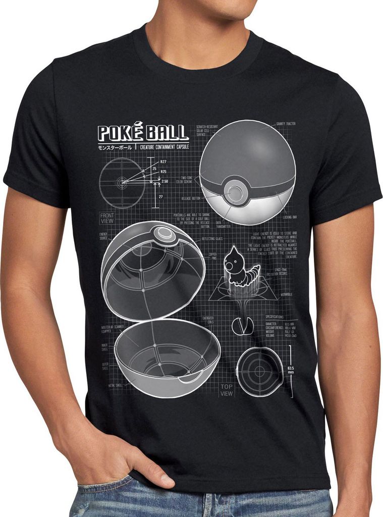 A.N.T. Mosterball Blaupause Herren T-Shirt monster spiel online