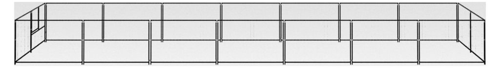 Hundezwinger Schwarz 14 m² Stahl, Outdoor-Hundekäfig für Garten und Terrasse