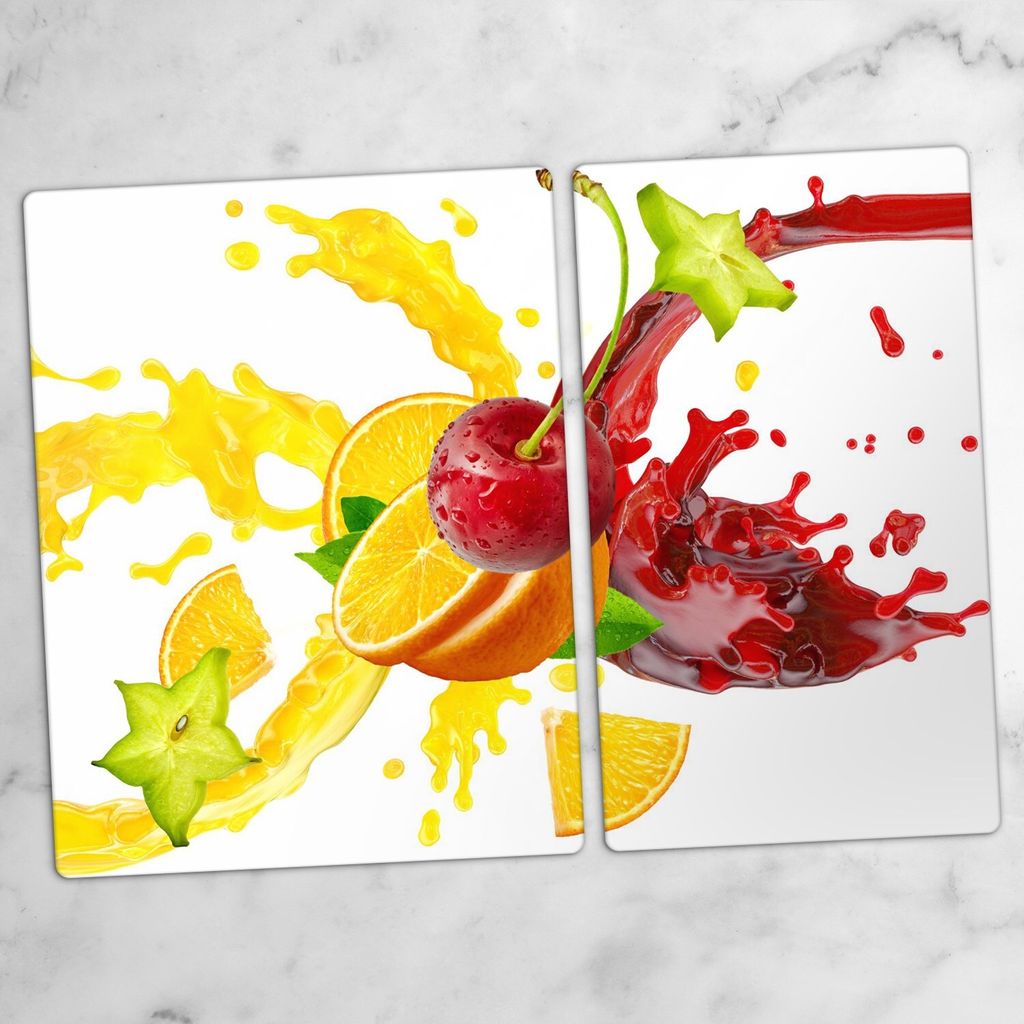 Glas-Herdabdeckplatten Glaskeramikkochfeld-Abdeckung Spritzschutz Glas 70x52 cm Obst Splash