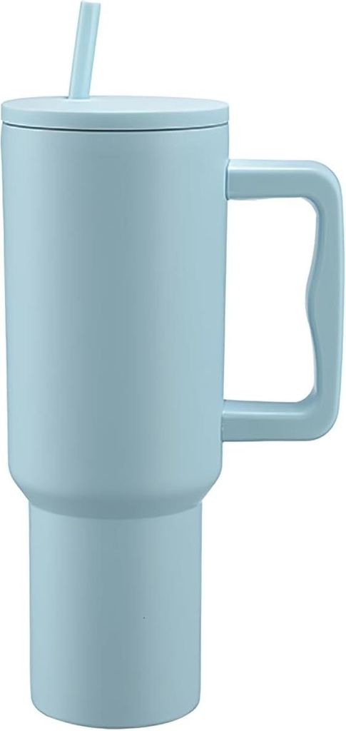 Becher mit Deckel und Strohhalm - Thermobecher aus Stroh - Große Kapazität - Geeignet zum Warmhalten von kalten und warmen Getränken - Reisen - ...