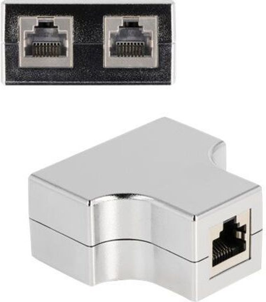 Delock RJ45 Splitter / T-Adapter 1 x RJ45 Buchse zu 2 x Produktbild 