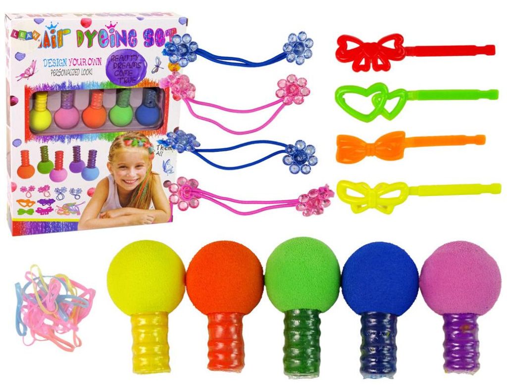 Leantoys Haarfärbeset für Kinder, 5 Farbradierer