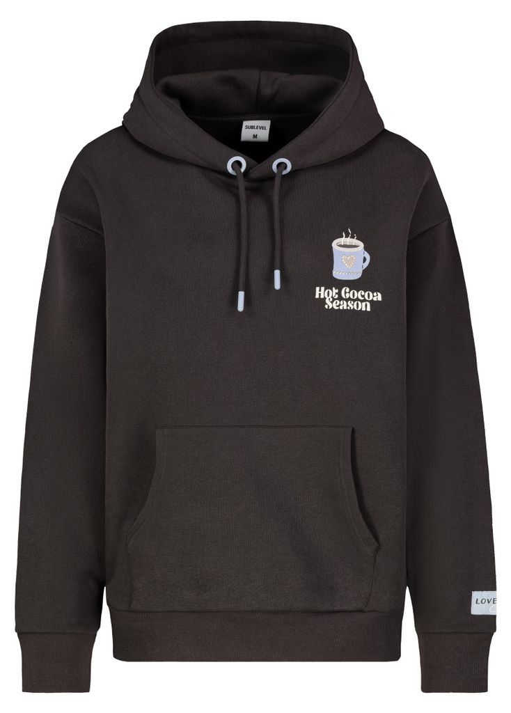 Sublevel Kapuzenpullover Kaffee-Print Kängurutasche Relaxed Produktbild 