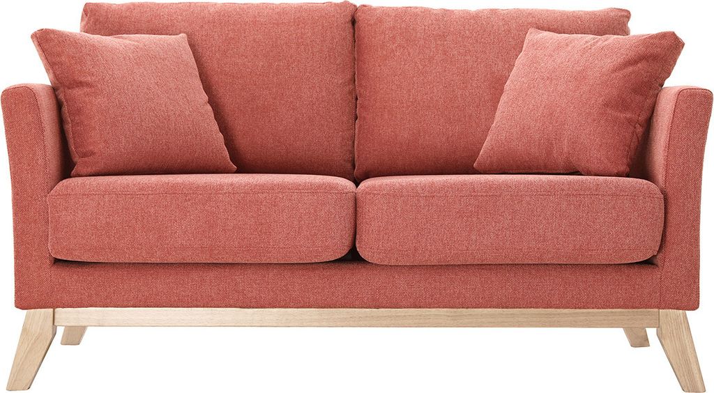 Miliboo - Skandinavisches 2-Sitzer-Sofa mit abnehmbarem Bezug in Terracotta mit strukturiertem Samteffekt OSLO