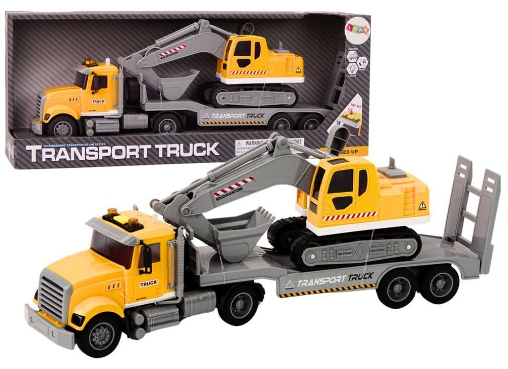 Leantoys Lora LKW Bagger Lichter Geräusche Fahren gelb