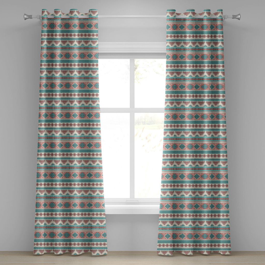 ABAKUHAUS Stammes Ösenvorhang, Afrikanischer Weinlese-Entwurfs-gebürtiger ethnischer Art Artsy geometrischer Dreieck-Druck, Dekorative 2-Panel-Fe...