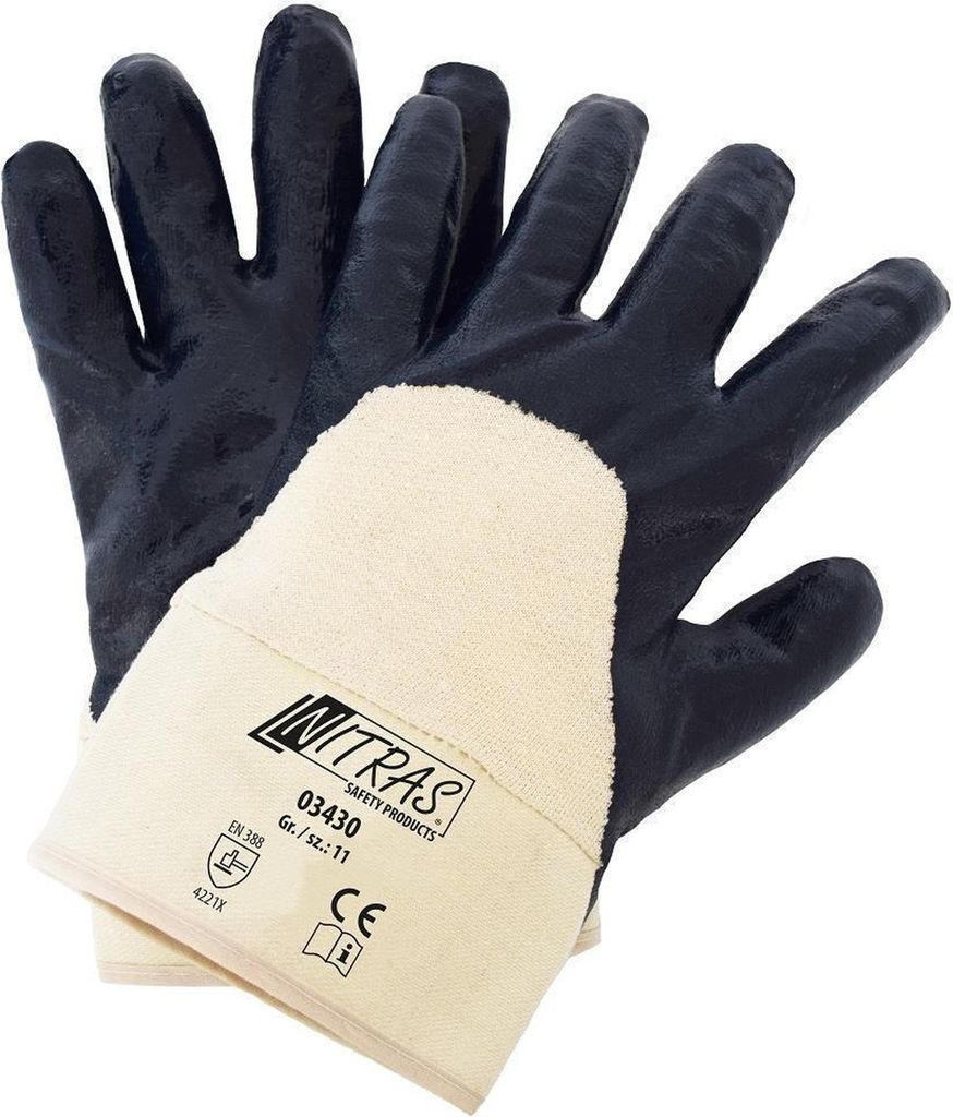 Nitras Nitrilhandschuh,blau, Stulpe,teilbeschichtet, Gr.8