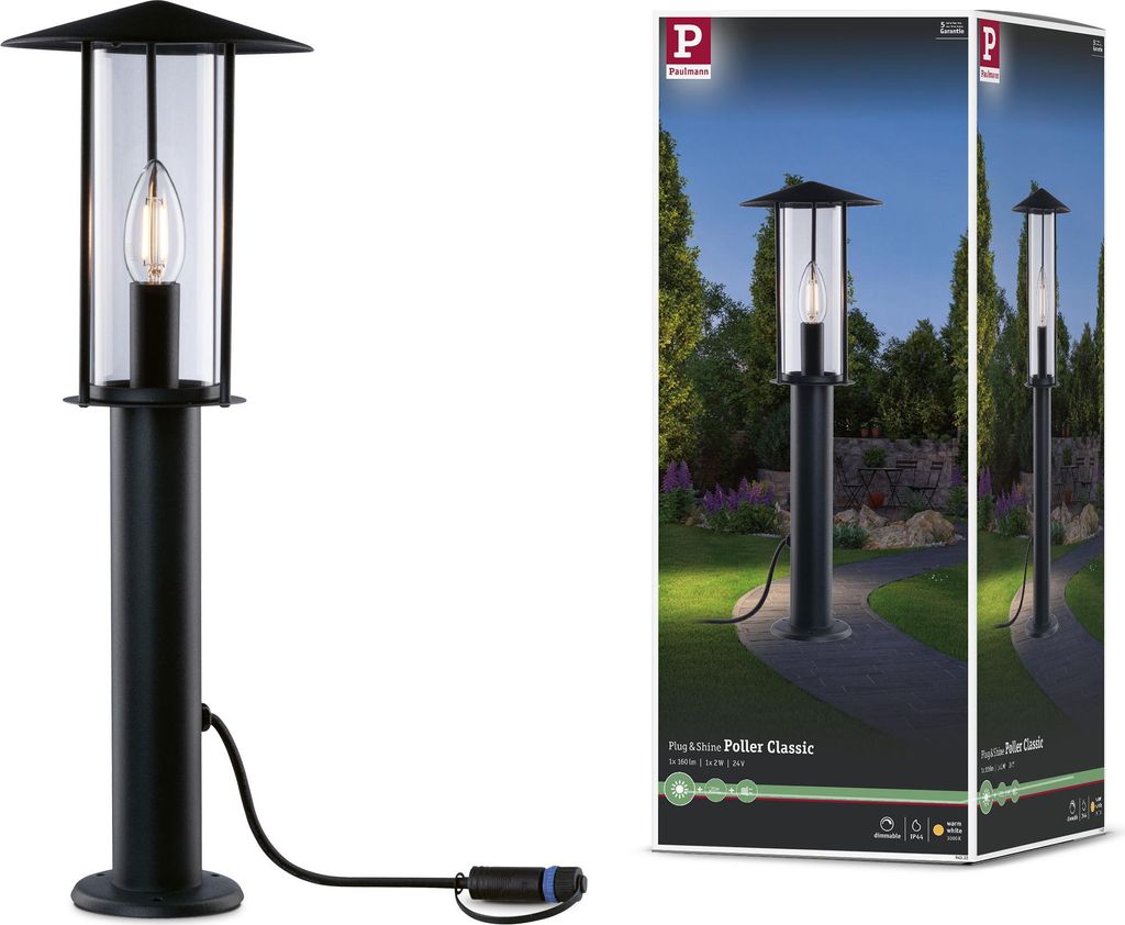 Paulmann Plug & Shine LED Pollerleuchte Classic Einzelleuchte