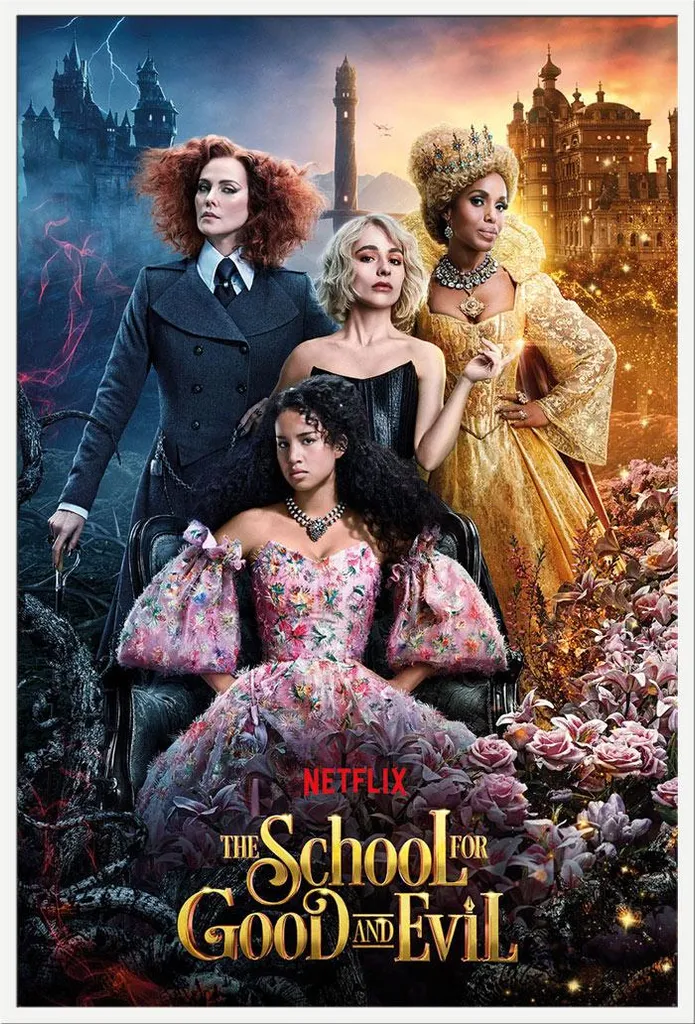 Cadre Shinsuke blanc avec affiche School for Good and Evil vitre acrylique