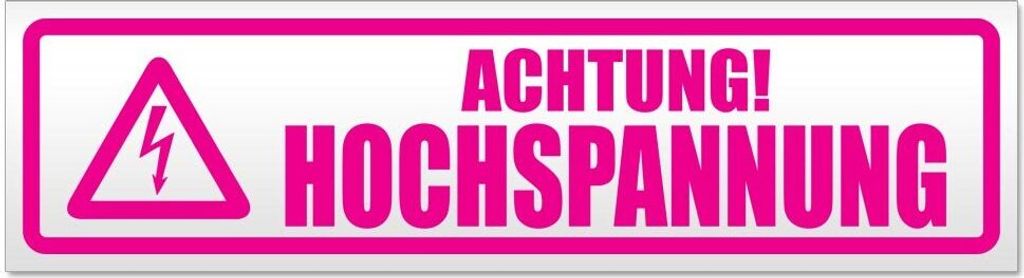 Kiwistar Achtung! Hochspannung Magnetschild Schild magnetisch - 60cm Pink - Magnetfolie für Auto PKW Kfz