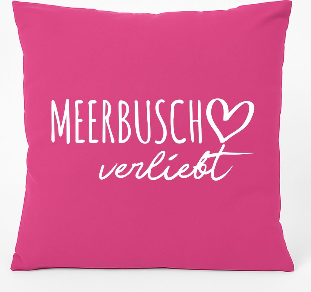 Huuraa Kissen Meerbusch verliebt 40x40cm mit Füllung Fuchsia Baumwolle Dekokissen Geschenkidee