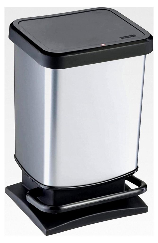 Mülleimer 20l mit Deckel, Kunststoff, silbermetallic, 20l (29,3 x 26,6 x 45,7 cm)