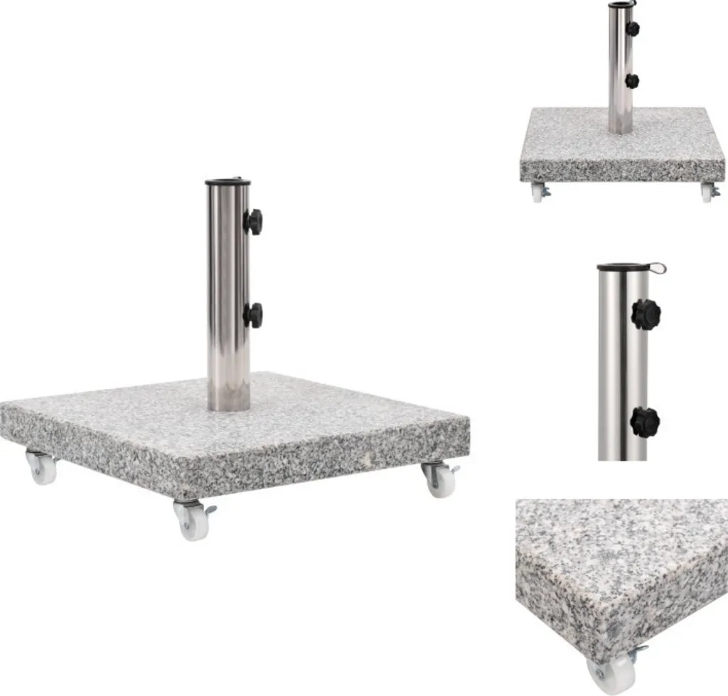 vidaXL Base Ombrellone in Pietra 30kg Quadrata Grigio - Sicurezza per Bimbi