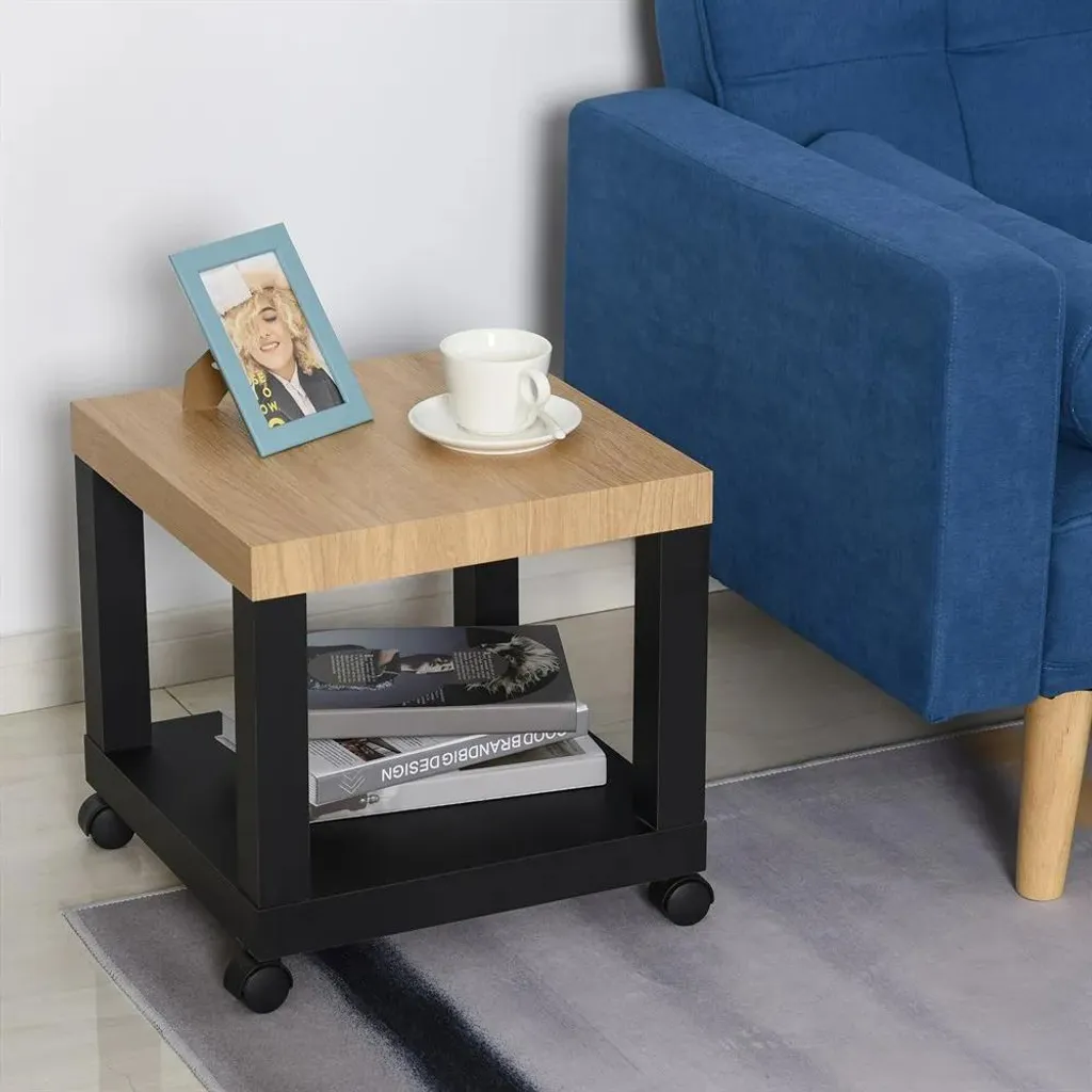 Petite table basse mobile 40cm avec compartiment ouvert - Coloris Noir
