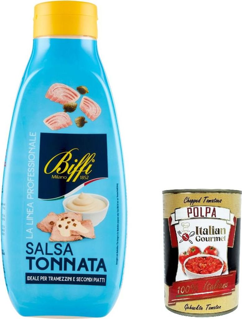 3x Biffi la linea professionale, salsa tonnata, Thunfischsauce würzen soße Salad sauce Squeeze 800g + Italian Gourmet polpa 400g