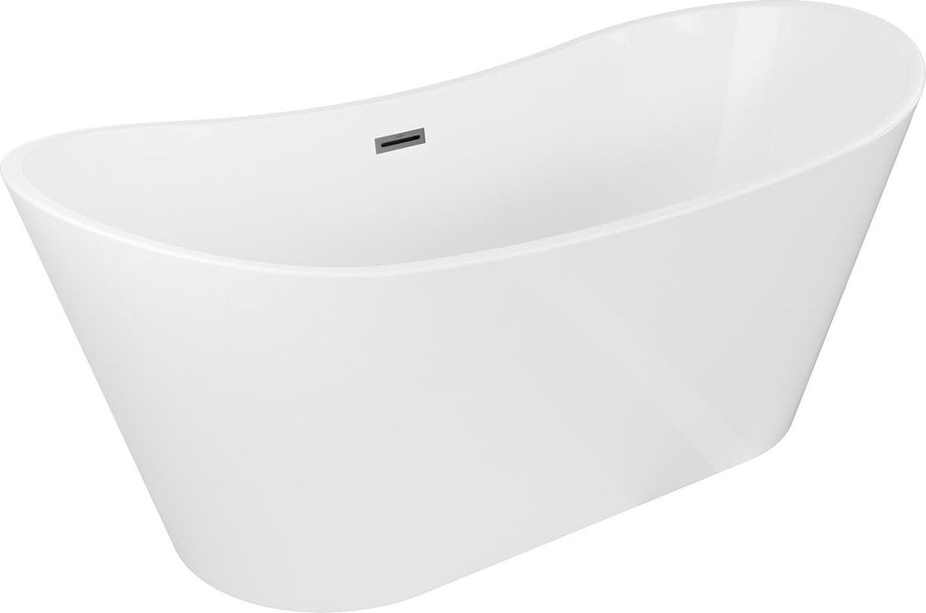 Mexen Montana freistehende Badewanne 150 x 75 cm, weiß, Überlauf gun metal - 52011507500-95