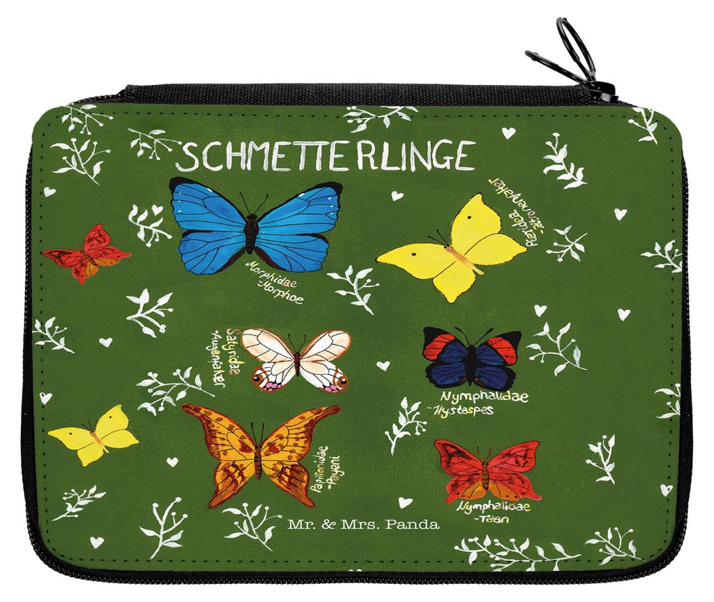 Mr. & Mrs. Panda Etui Schmetterlinge - Geschenk, Federmappe, Bleistiftetui, Deko Wohnung, Butterflies, Federmäppchen, Dekoration, Schreibmappe, St...