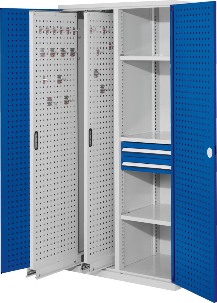 Kappes RasterPlan Vertikalschränke 1950x1000x600mm Modell 81 Lochplattentüren enzianblau