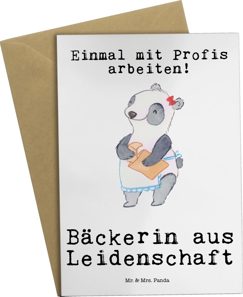 Mr. & Mrs. Panda Grußkarte Bäckerin Leidenschaft - Weiß - Geschenk, Lustig, Beruf, osterkarten, hochzeitskarten, weihnachtskarten, Grußkarten, ...