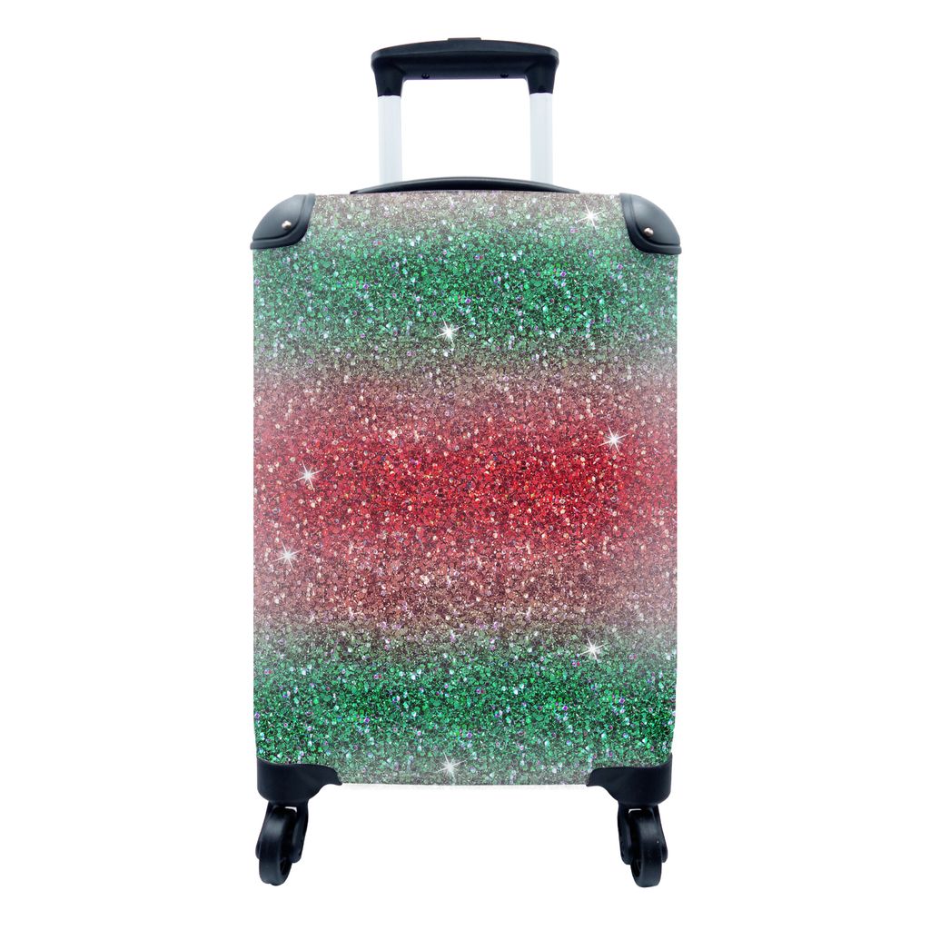 MuchoWow Koffer Handgepäck Trolley Rollkoffer Kleine Reisekoffer mit 4 Rollen - Ombre - Krebs - Grün - Rot - Muster - Cabin Size < 55x40x23 cm ...