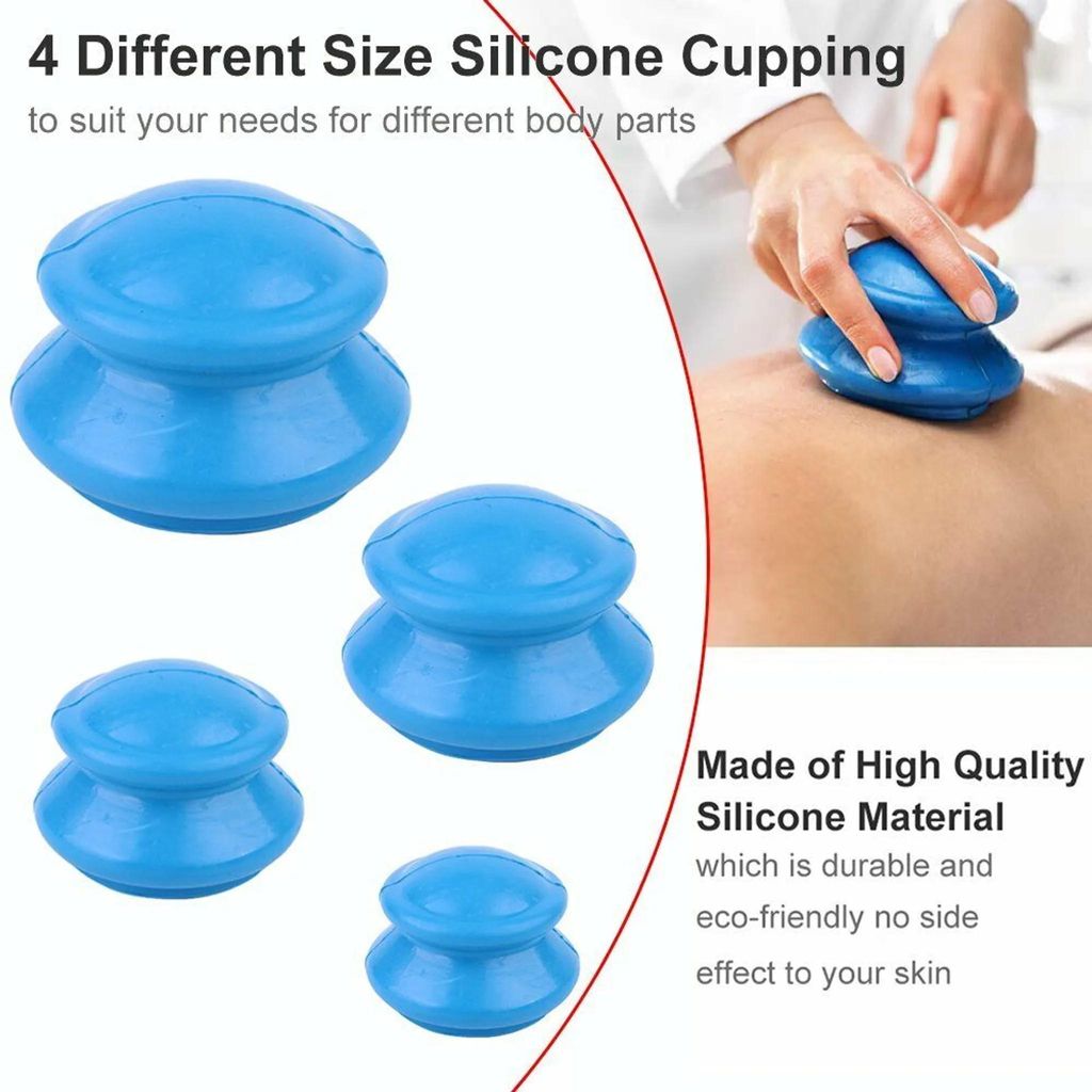 NEU 4x Silikon Vakuum Schröpfgläser Schröpfen Körper Massage Gummi Saugglocke Set