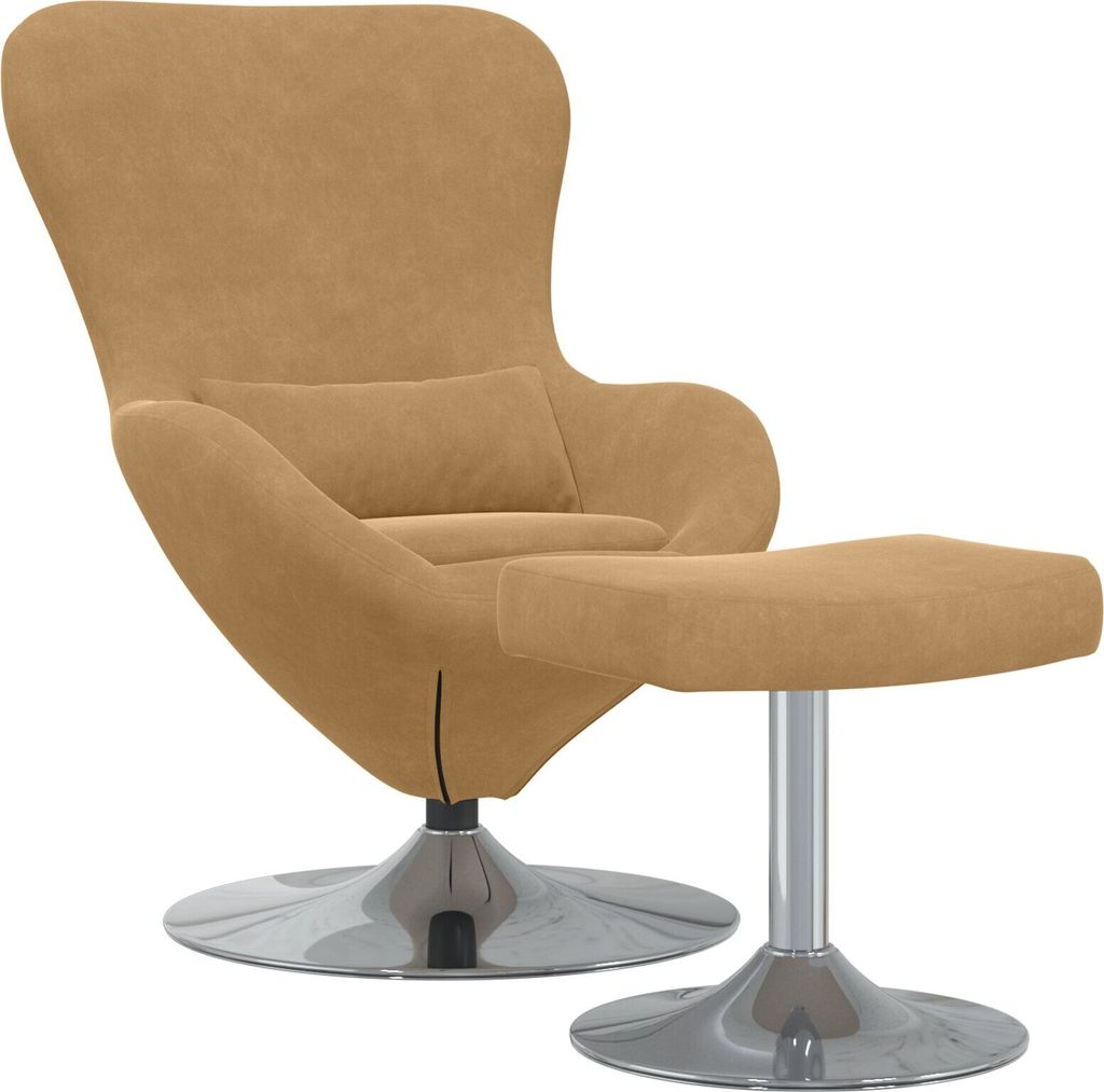 Möbel Ei-Stuhl mit Fußstütze, braunes Velvet - Fernseh- & Relaxsessel 42002752