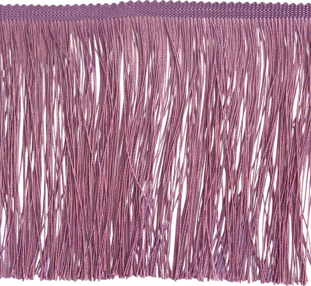 Fransenborte 155 mm in Mauve – Glänzendes Zierband für Kissen, Vorhänge & Boho Kleidung.