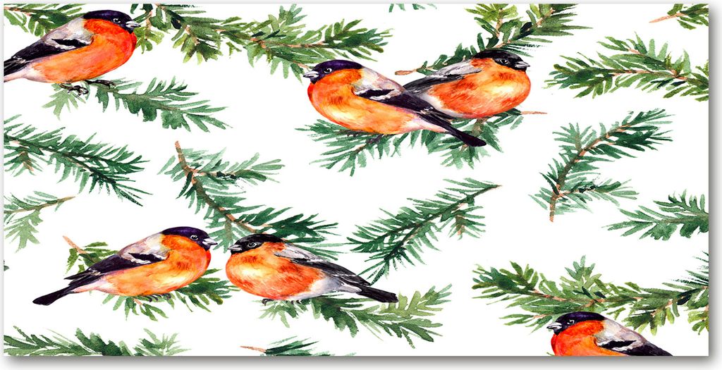 Tulup Glas-Bild -140x70- Wandkunst Dekorative Wand für Küche & Wohnzimmer - Tiere - Rotkehlchen - Orange
