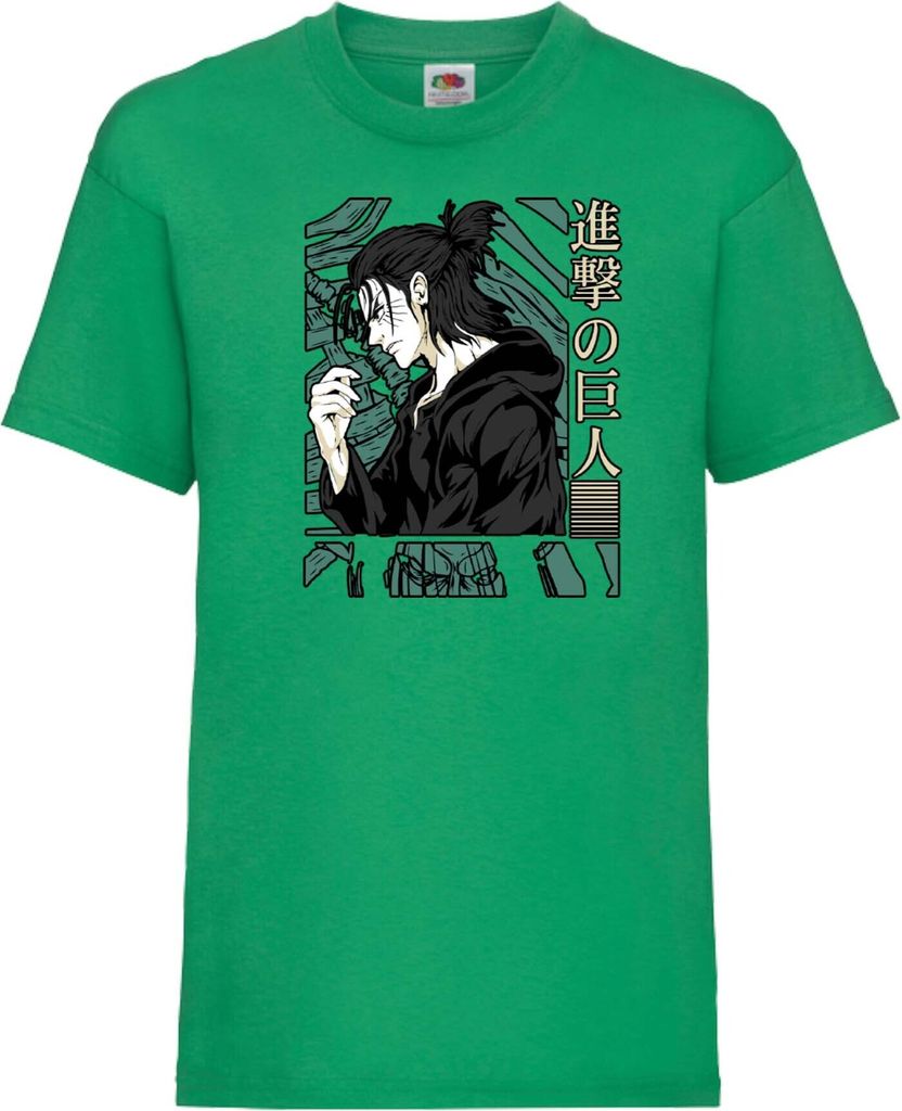Kinder T-Shirt Attack Anime On Titan Eren Yeager 03 Eren Yeager, 12-13 Jahr - 152 / Grün