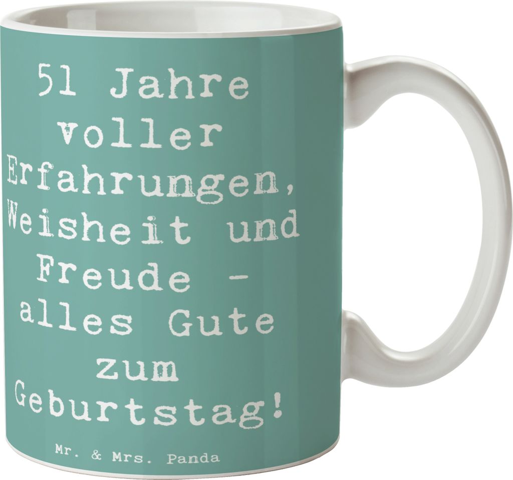 Mr. & Mrs. Panda Kaffeetasse Spruch 51. Geburtstag - Meeresbrise - Geschenk, Geburtstagsparty, Kaffeebecher, Alles Gute zum, Tasse, Alter, Freude, ...