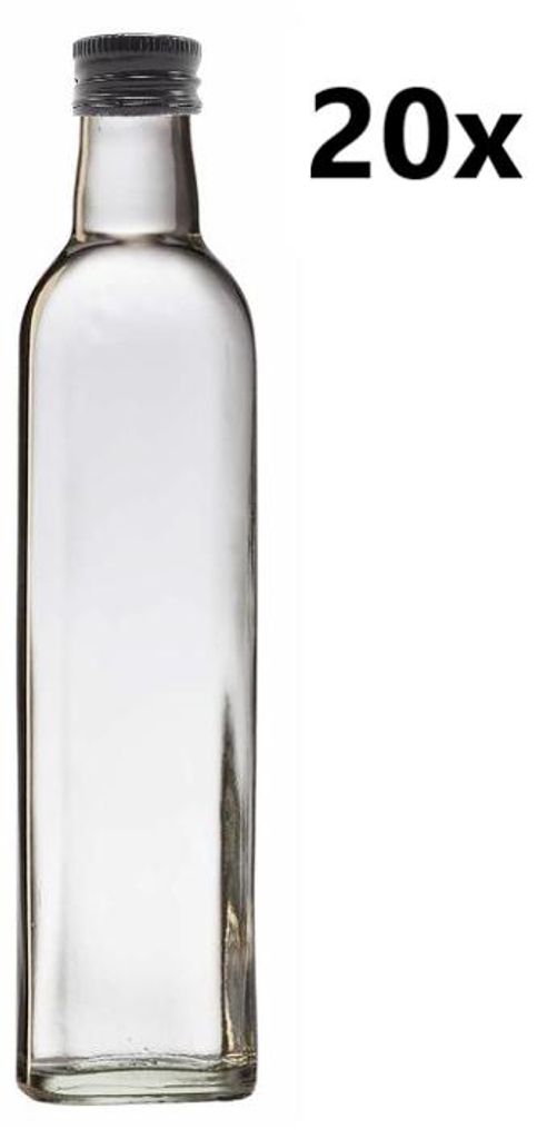 Fľaša MARASCA 500 ml číra 20 ks vrátane čiernych uzáverov, Obrázok produktu 