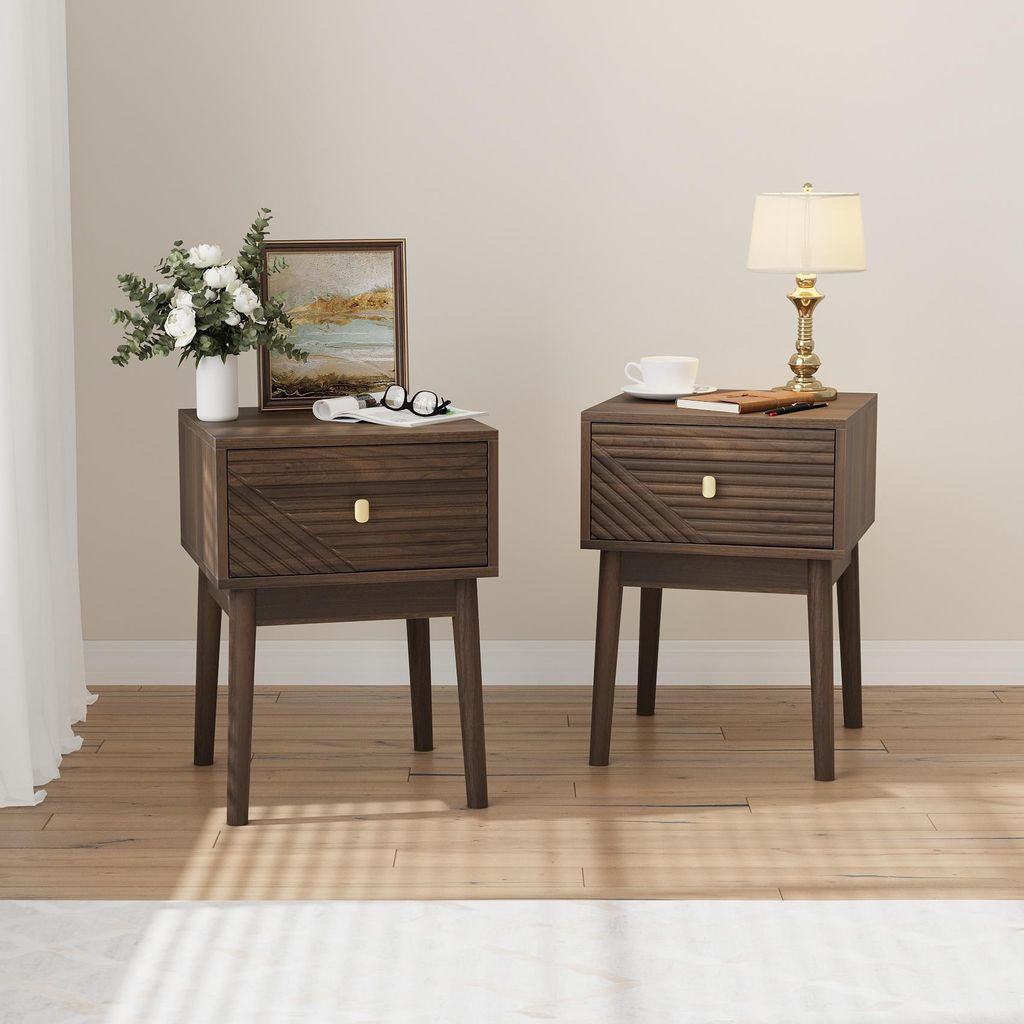 Mid-Century Modern Nussbaum Nachttisch, Schlafzimmer Produktbild 