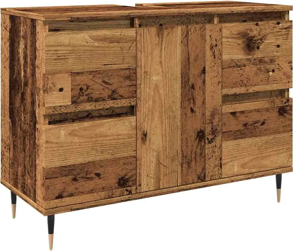 Mobiletto Sottolavabo Bagno 80x33x60 cm Legno Vecchio vidaXL