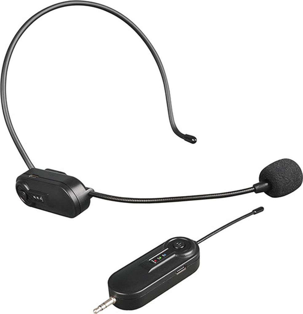 UHF-Funkmikrofon-Headset-Mikrofonsystem, 50 m effektive uebertragung, eingebauter Akku, 3,5 mm TRRS-Stecker mit 6,35 mm TRS-Adapter fuer Smartphone...