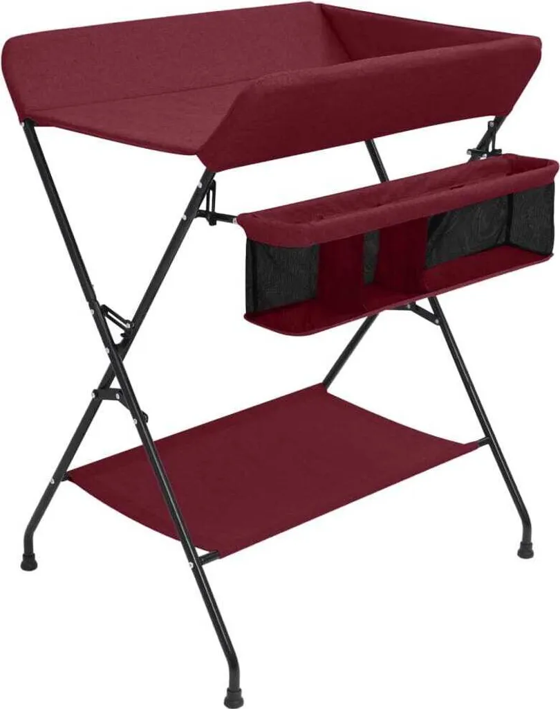 Table à langer rouge en fer durable avec structure haute résistance - 8