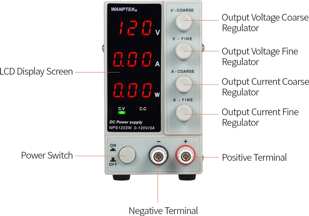 Alimentation DC 120V 3A Anti-Surchauffe pour Tests Électroniques Sûrs