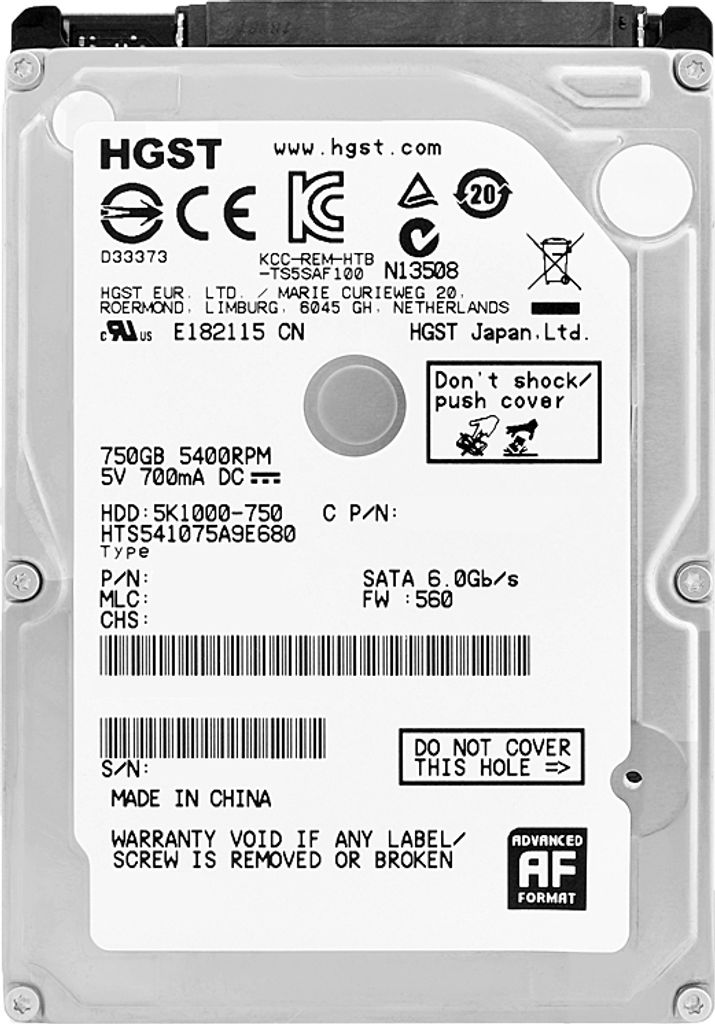 Festplatte HITACHI HTS541075A9E680 750Gb 8Mb Cache 5400 RPM Sata II 2,5" Zoll