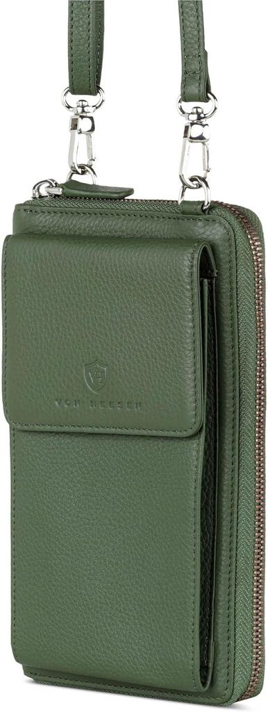 Leder Handy Geldbörse mit RFID Schutz Handytasche mit Portemonnaie aus Echtleder für Damen Herren Kartenfächer Münzfach