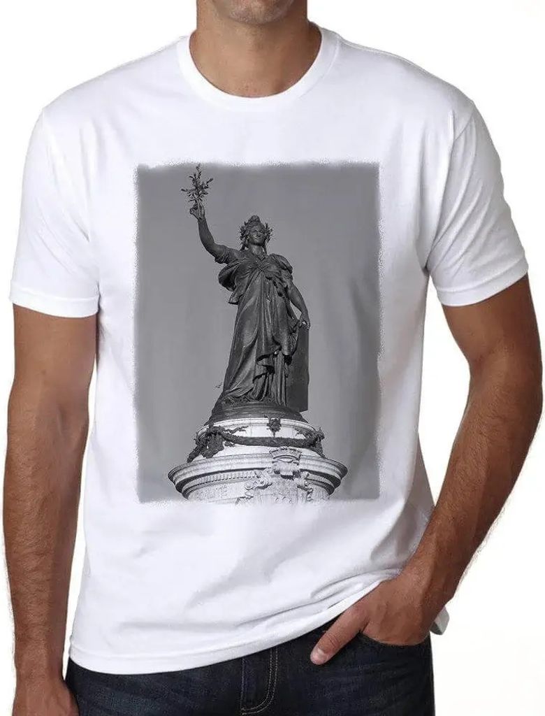 Herren Grafik T-Shirt Place De La République Paris Öko-Verantwortlich Vintage Jahrgang Kurzarm Lustige Druck Geburtstag Geschenk Mann