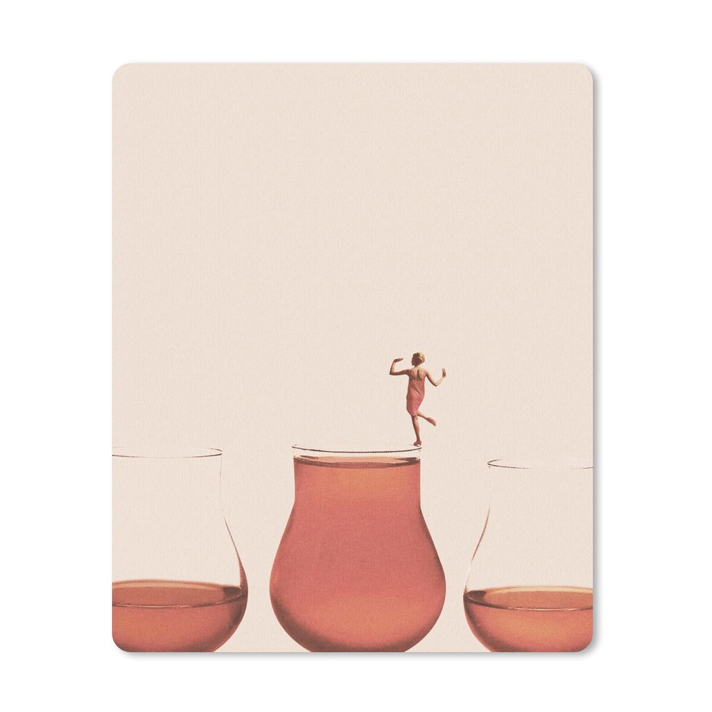 MuchoWow Mauspad Mousepad Vintage - Frau - Glas - Pastell - Abstrakt 19x23 cm - Mousepads - Maus Mat - Pad - Mausunterlage - Mauspads - Spielen