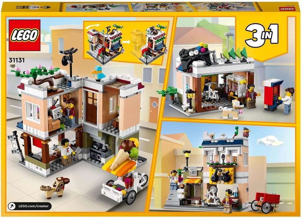 LEGO 31131 Creator Nudelladen, Fahrradladen und Spielhalle, Produktbild 