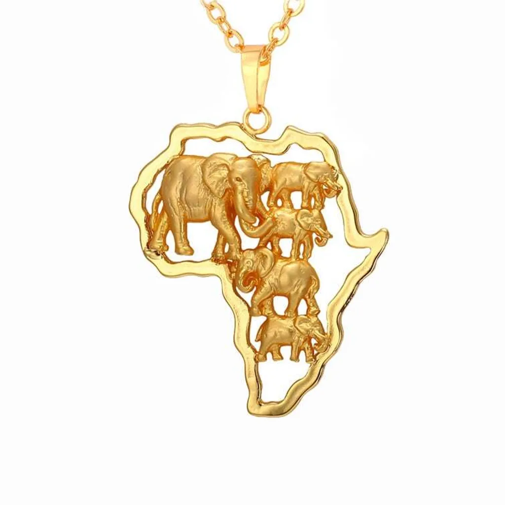 U7 Collana Elefante Africa Oro - Simbolo di Forza e Saggezza Etnica