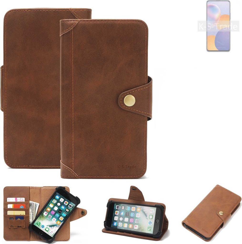 K-S-Trade Handyhülle für Huawei nova Y9a Schutz Hülle Walletcase Bookstyle Tasche Case Handytasche Wallet Flipcase Cover PolyurethanBraun (1x)