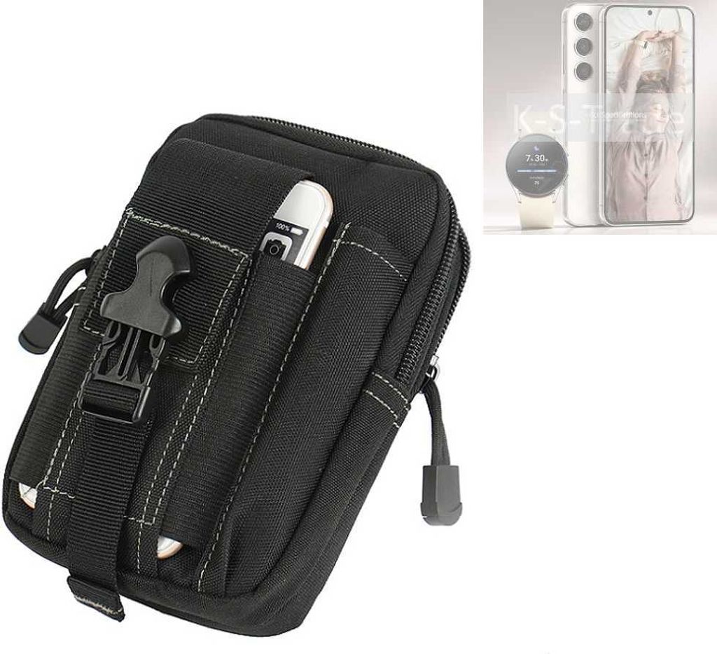 K-S-Trade Gürtel Tasche kompatibel mit Samsung Galaxy S23 Gürteltasche Holster Schutz Hülle Handy Hülle Smartphone outdoor Handy-Hülle schwarz