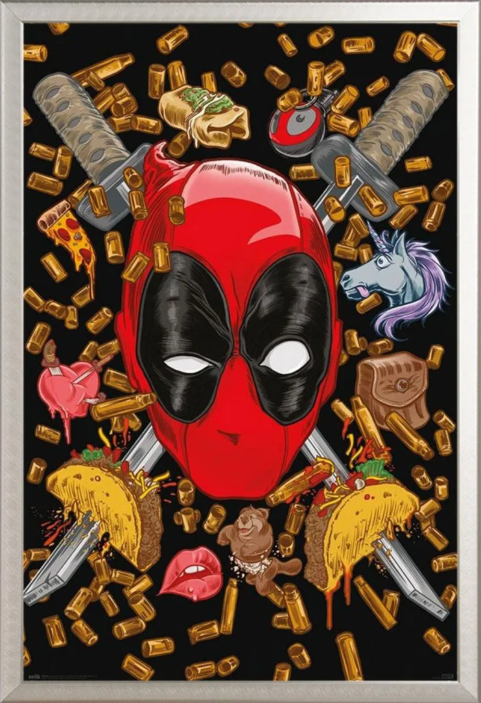 Poster Deadpool Chimichanga con Cornice Shinsuke Alluminio - Acquista Ora