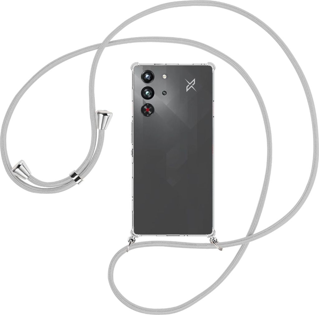 Handykette Backcover-Schutzhülle mit Band (Metall silberfarben) für ZTE Nubia Red Magic 10 Pro - silbergrau